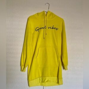 Yellow Long Sleeve Hoodie Dress